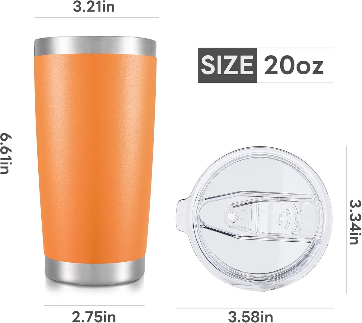 20 oz Tumbler with Lid Stainless Steel Insulated Tumblers Cups Travel Mug | Double Wall Vacuum, Powder Coated, Keep Drinks Cold and Hot, Waterproof Lid, Fit of Car Cup Holders, Grey