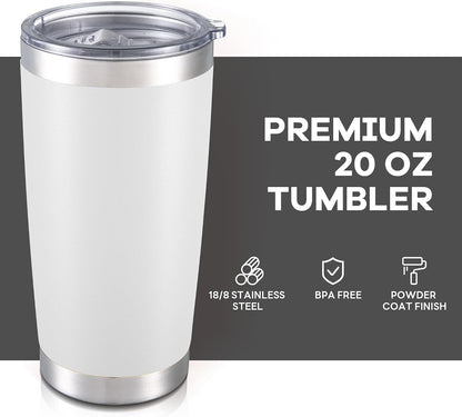 20 oz Tumbler with Lid Stainless Steel Insulated Tumblers Cups Travel Mug | Double Wall Vacuum, Powder Coated, Keep Drinks Cold and Hot, Waterproof Lid, Fit of Car Cup Holders, Grey