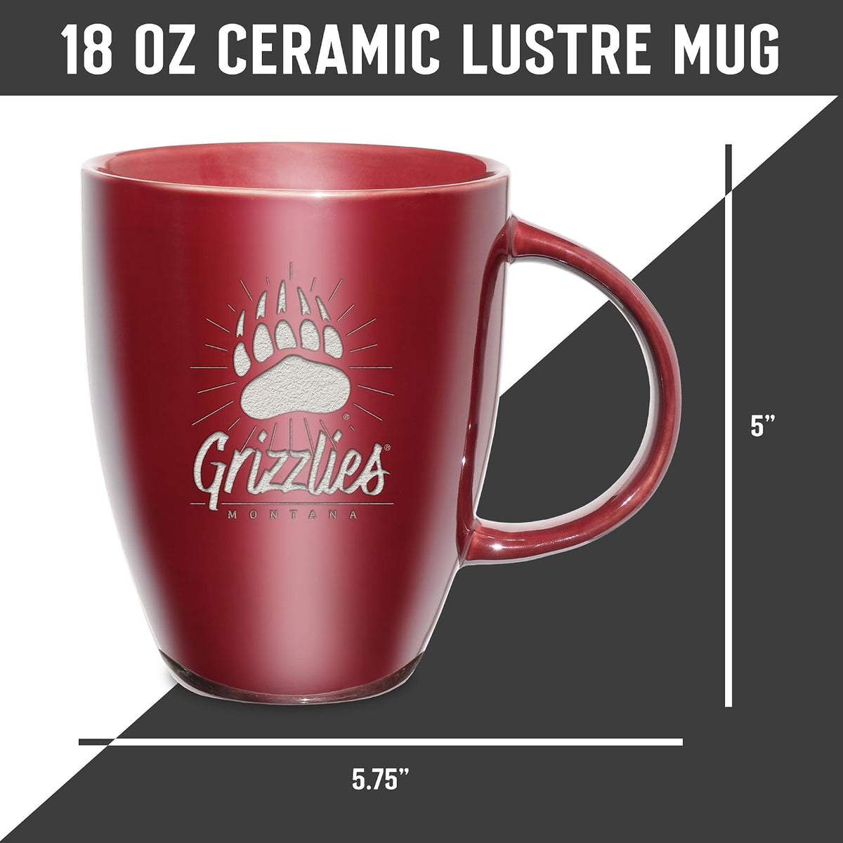 NCAA 18oz Laser Engraved Ceramic Lustre Mug - Coffee-Tea - Colors B