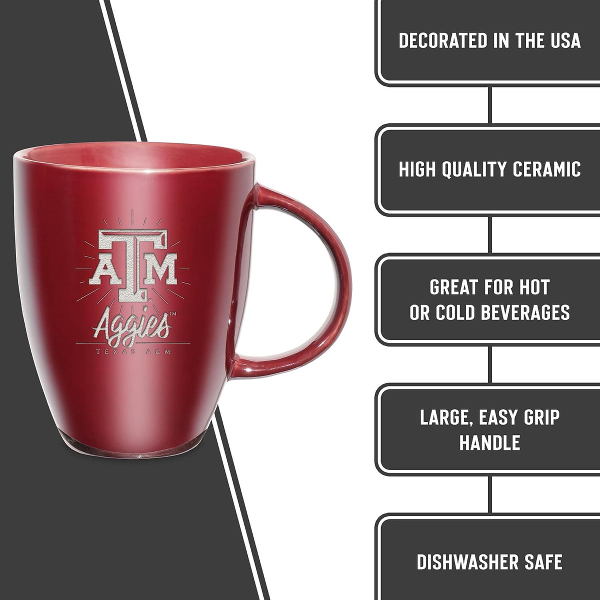 NCAA 18oz Laser Engraved Ceramic Lustre Mug - Coffee-Tea - Colors B