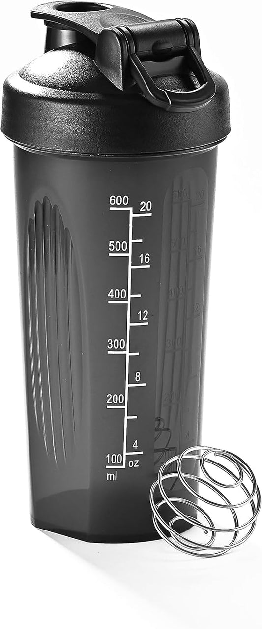 Fox Run Blending Bottle, Black 20oz Shaker Bottle, Whisk & Measurements