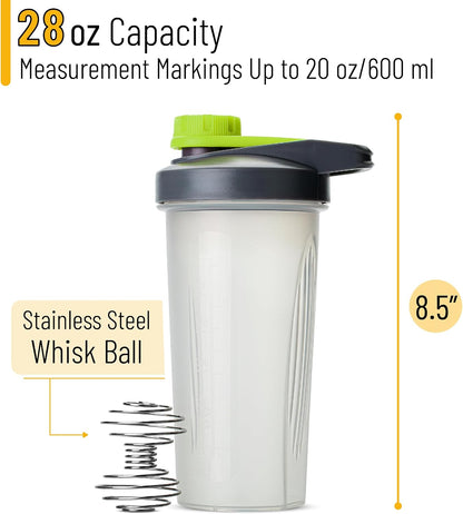 Shaker Bottles for Protein Mixes with Twist Cap, 28 oz