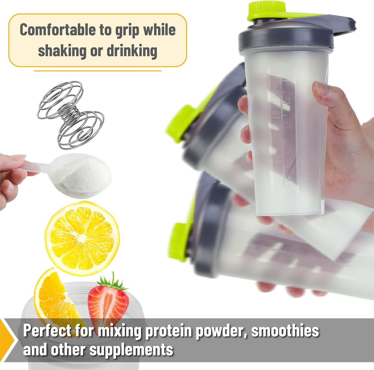 Shaker Bottles for Protein Mixes with Twist Cap, 28 oz