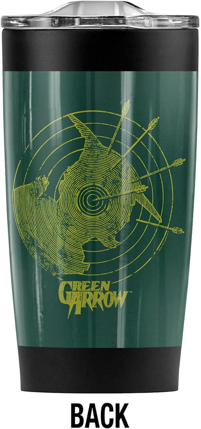 Justice League Green Arrow Always On Target Stainless Steel Tumbler 20 oz Coffee Travel Mug/Cup, Vacuum Insulated & Double Wall with Leakproof Sliding Lid | Great for Hot Drinks and Cold Beverages
