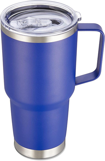 30 oz Stainless Steel Tumbler with Handle and Lid, 1 Pack | Powder Coated, Double Wall Vacuum Insulated, Leak Proof Lid, Keep Drinks Cold and Hot, for office, party, camping, White