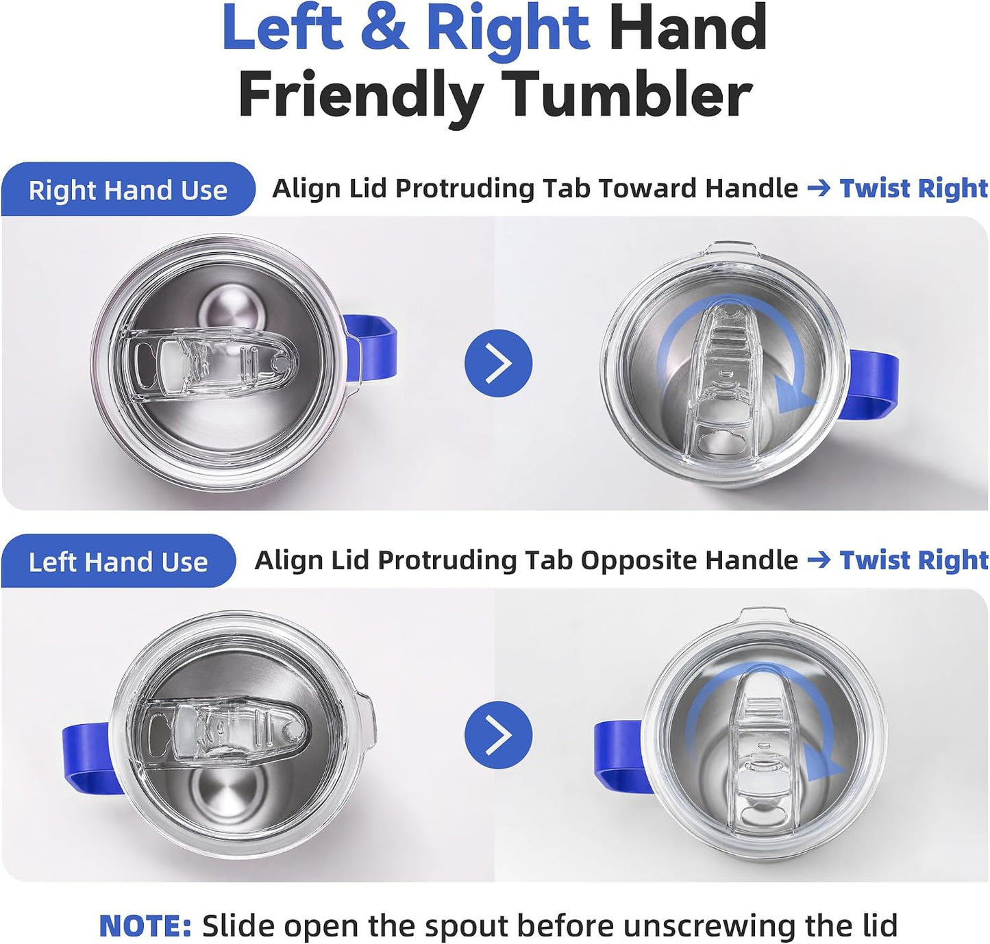 30 oz Stainless Steel Tumbler with Handle and Lid, 1 Pack | Powder Coated, Double Wall Vacuum Insulated, Leak Proof Lid, Keep Drinks Cold and Hot, for office, party, camping, White