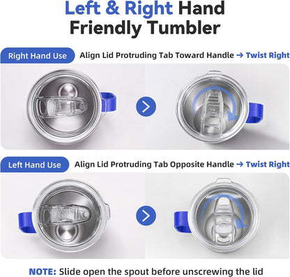 30 oz Stainless Steel Tumbler with Handle and Lid, 1 Pack | Powder Coated, Double Wall Vacuum Insulated, Leak Proof Lid, Keep Drinks Cold and Hot, for office, party, camping, White