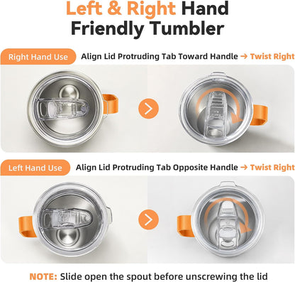 30 oz Stainless Steel Tumbler with Handle and Lid, 1 Pack | Powder Coated, Double Wall Vacuum Insulated, Leak Proof Lid, Keep Drinks Cold and Hot, for office, party, camping, White