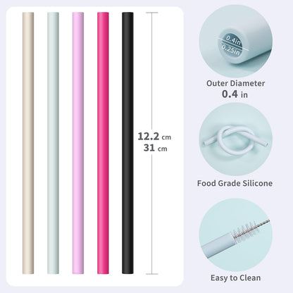 Reusable Silicone Straws for Stanley/Simple Modern 40 oz Tumbler, 12.2''