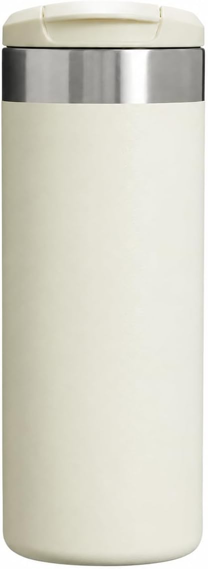 16 oz Insulated Coffee Travel Mug with Flip Lid, Stainless Steel Vacuum Tumbler, Leak-Resistant Double Wall Thermal Cup for Hot & Cold Drinks, Cream White