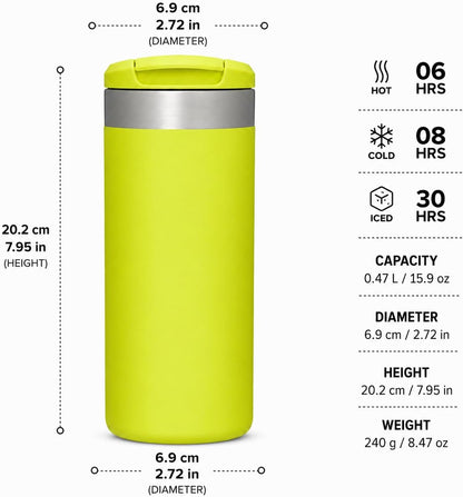 16 oz Insulated Coffee Travel Mug with Flip Lid, Stainless Steel Vacuum Tumbler, Leak-Resistant Double Wall Thermal Cup for Hot & Cold Drinks, Cream White