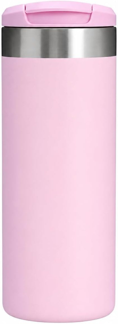 16 oz Insulated Coffee Travel Mug with Flip Lid, Stainless Steel Vacuum Tumbler, Leak-Resistant Double Wall Thermal Cup for Hot & Cold Drinks, Cream White