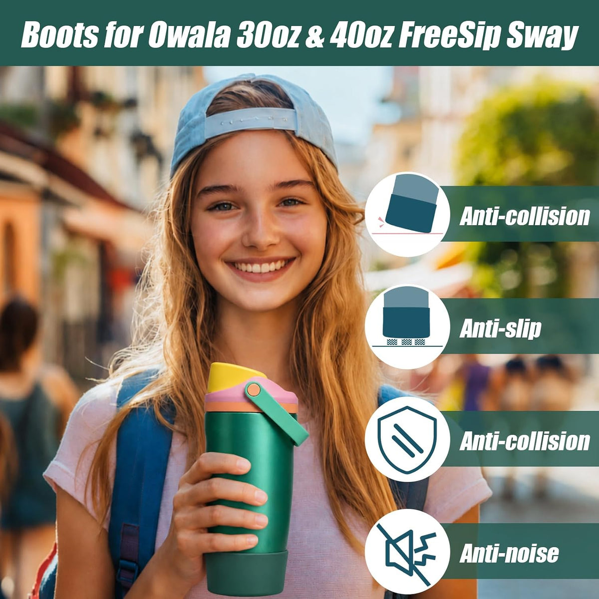 2PCS Protective Silicone Boots for Owala 30oz & 40oz FreeSip Sway