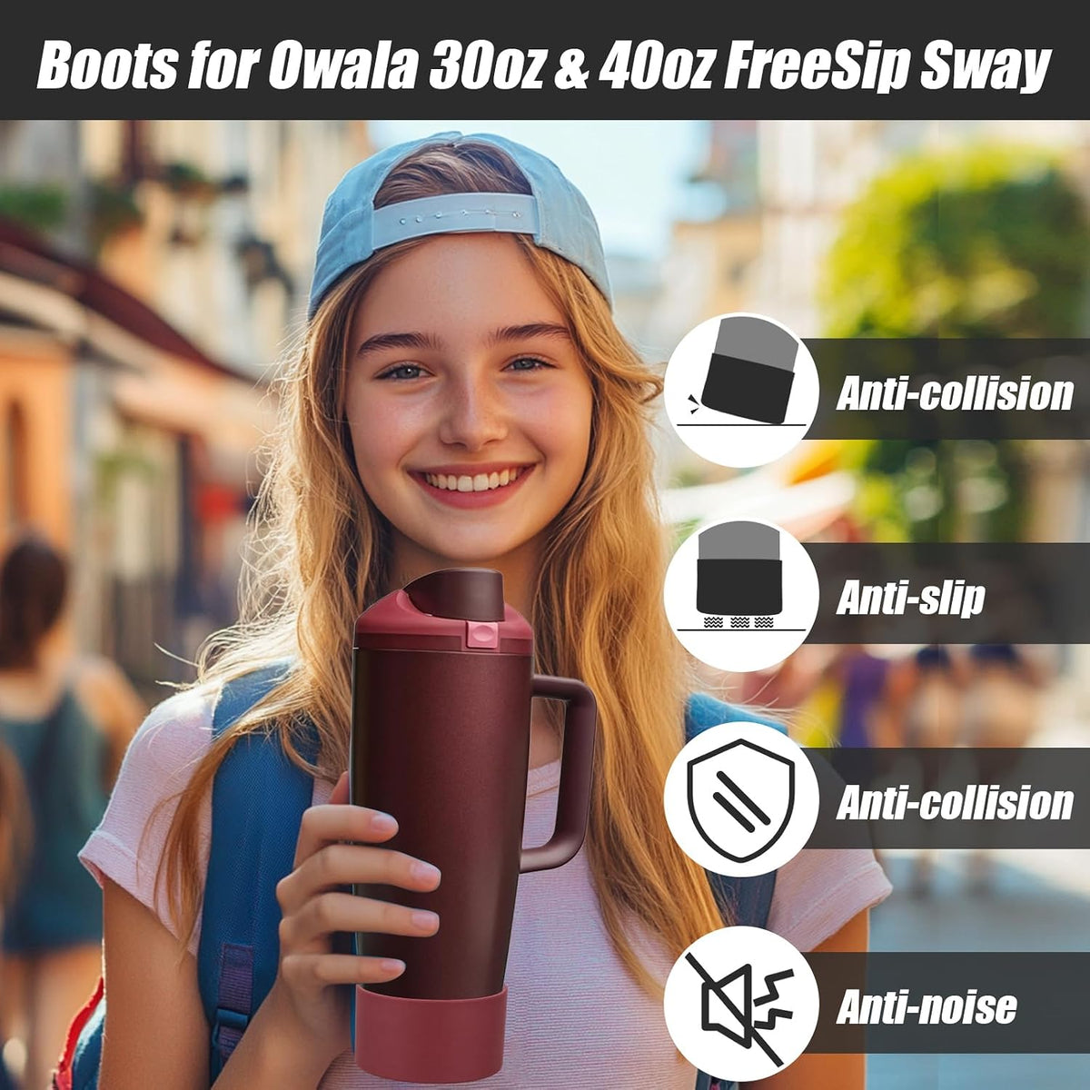 2PCS Protective Silicone Boots for Owala 30oz & 40oz FreeSip Sway