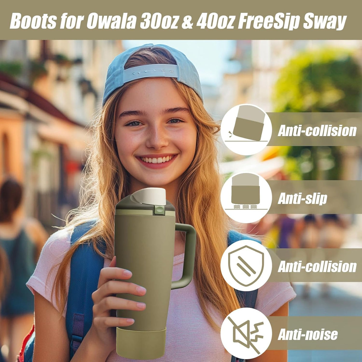 2PCS Protective Silicone Boots for Owala 30oz & 40oz FreeSip Sway