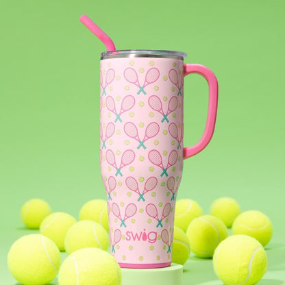 Swig Life 40oz Mega Mug, 40 oz Tumbler with Handle and Straw, Cup Holder Friendly, Dishwasher Safe, Extra Large Insulated Tumbler, Stainless Steel (Pickleball)