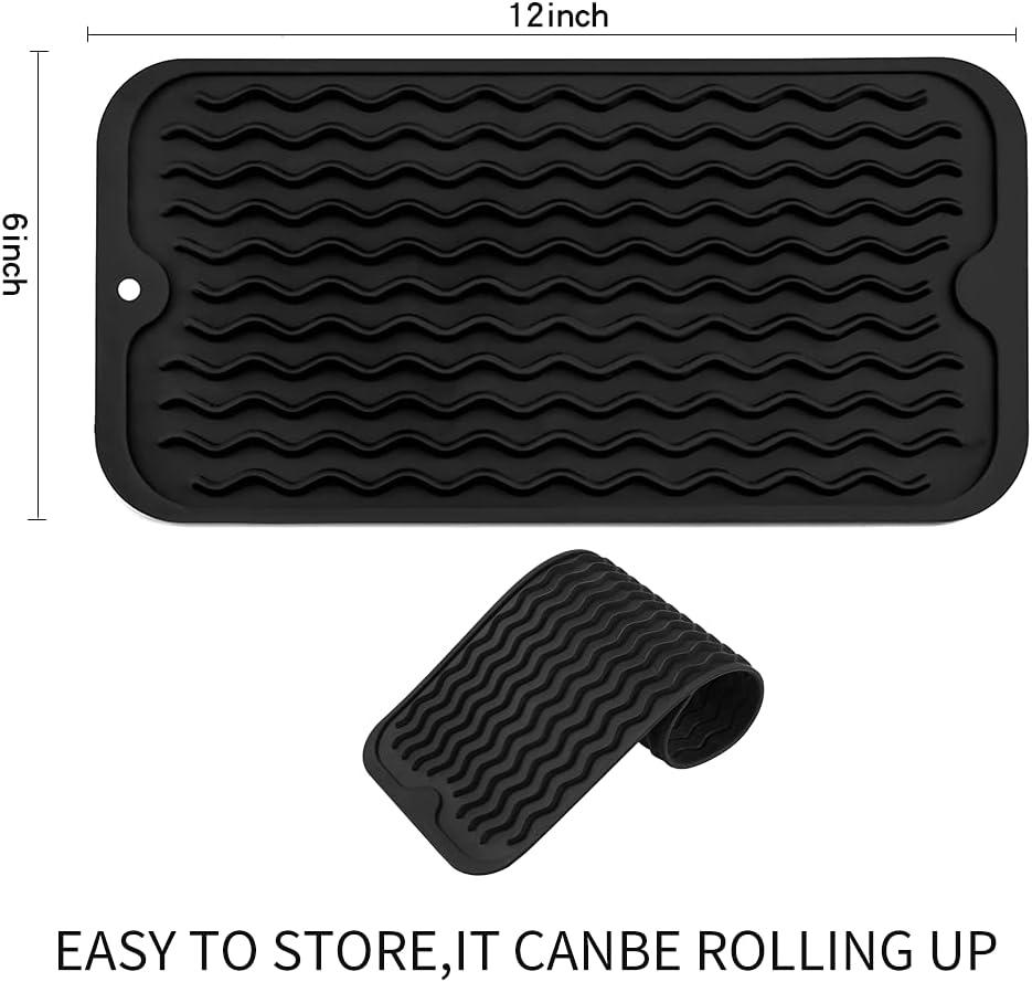 MicoYang Silicone Dish Drying Mat for Multiple Usage,Easy clean,Eco-friendly,Heat-resistant Silicone Mat for Kitchen Counter,Sink,Bar,Bottle,or Cup Green M 17 inches x 6 inches