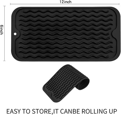 MicoYang Silicone Dish Drying Mat for Multiple Usage,Easy clean,Eco-friendly,Heat-resistant Silicone Mat for Kitchen Counter,Sink,Bar,Bottle,or Cup Green M 17 inches x 6 inches