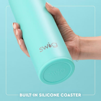 Swig Life 36oz Insulated Water Bottle, Travel Water Bottle with Straw and Lid, Cup Holder Friendly, Stainless Steel (Pickleball)