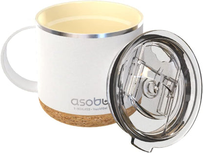 asobu Ultimate Ceramic Travel Mug, 12oz Insulated Stainless Steel Coffee Cup with Handle & Splash-Resistant Lid, Ceramic Lined for Pure Taste, BPA-Free, Double-Wall Vacuum for Hot Drinks