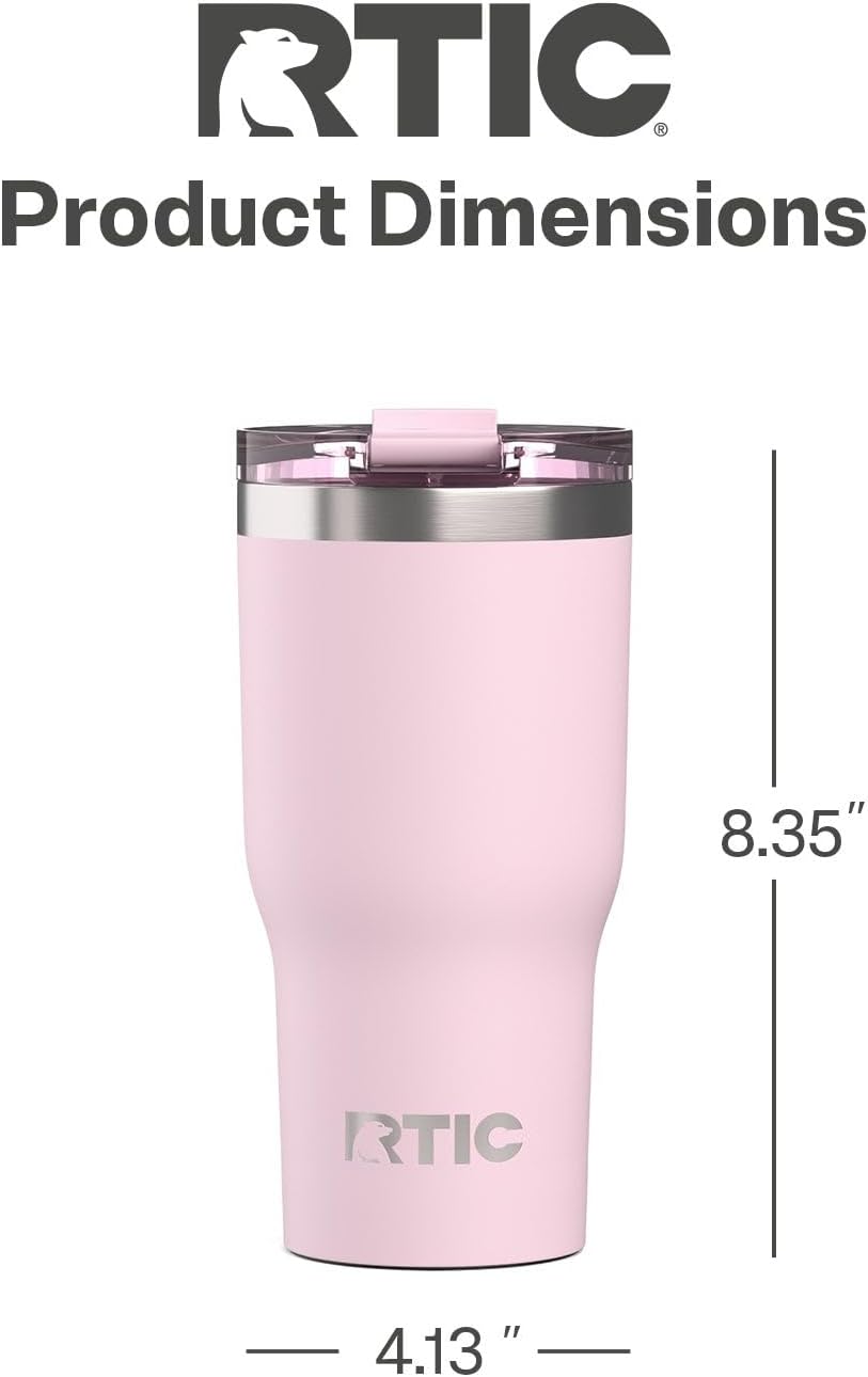 RTIC 20oz Essential Tumbler with Lid, Ceramic Lined, Insulated, Stainless Steel, Metal, Double Wall Vacuum-Insulation, Travel Cup for Iced Coffee, Tea, Hot and Cold Drink, Graphite