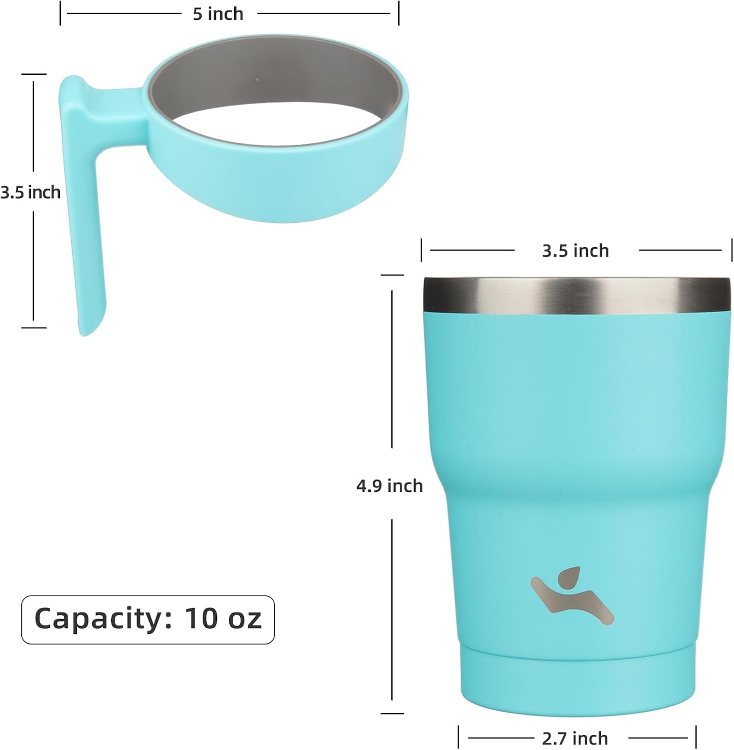 Konokyo 20 oz Tumbler with Handle and 2 Straw 2 Lid, Insulated Water Bottle Stainless Steel Vacuum Cup Reusable Travel Mug,Black