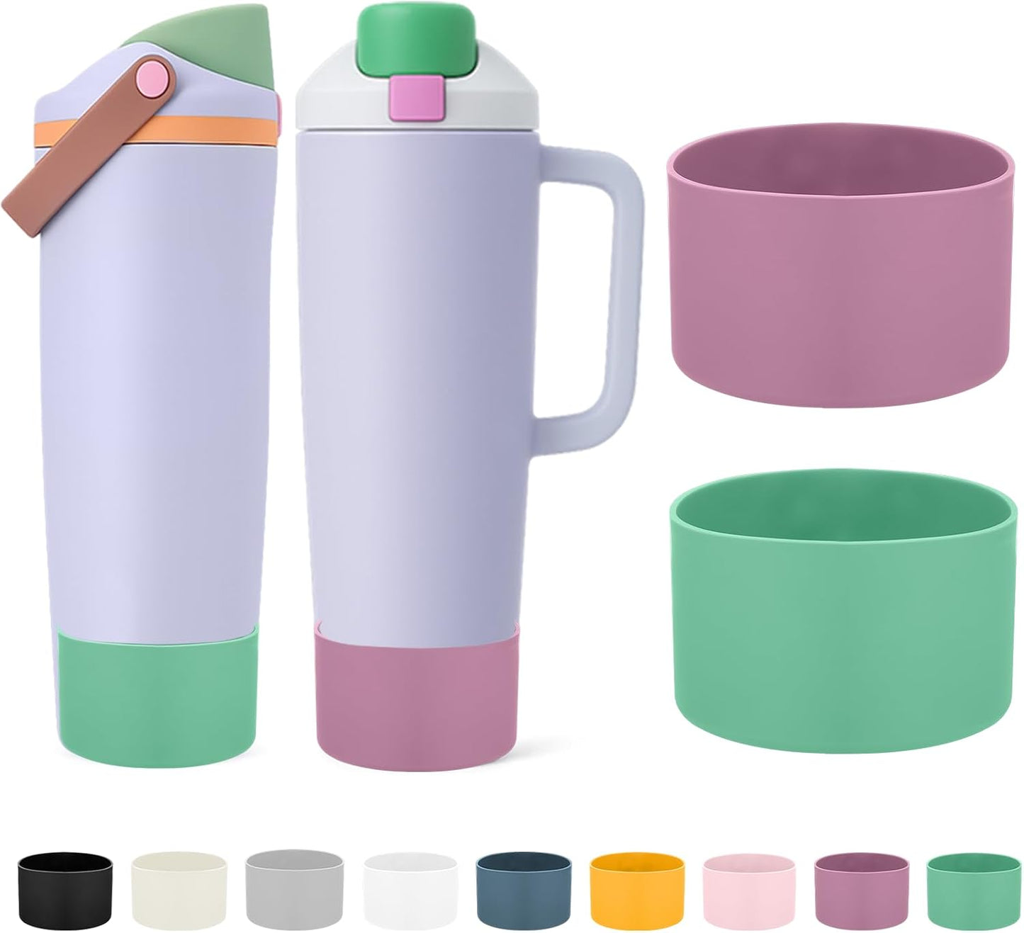 Mity rain 2PCS Protective Silicone Boots for Owala 30oz & 40oz FreeSip Sway Bottles & Tumblers - Accessories for owala, Enhances Stability & Prevents Scratches(Black Cherry)