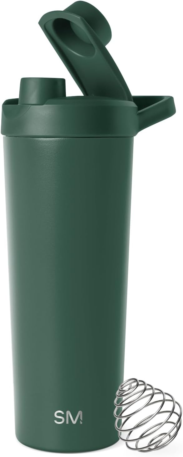 Simple Modern Stainless Steel Shaker Bottle with Ball 24oz | Metal Insulated Cup for Protein Mixes, Shakes and Pre Workout | Rally Collection | Almond Birch