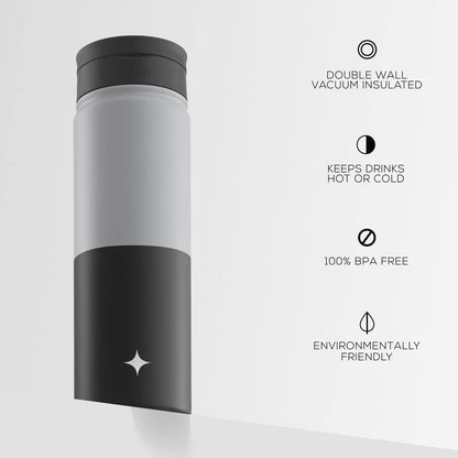 JoyJolt Triple Insulated Water Bottle with Straw Lid AND Flip Lid! 22oz Water Bottle, 12 Hour Hot/Cold Vacuum Insulated Stainless Steel Water Bottle. BPA-Free Leakproof Water Bottles - Thermos Bottle