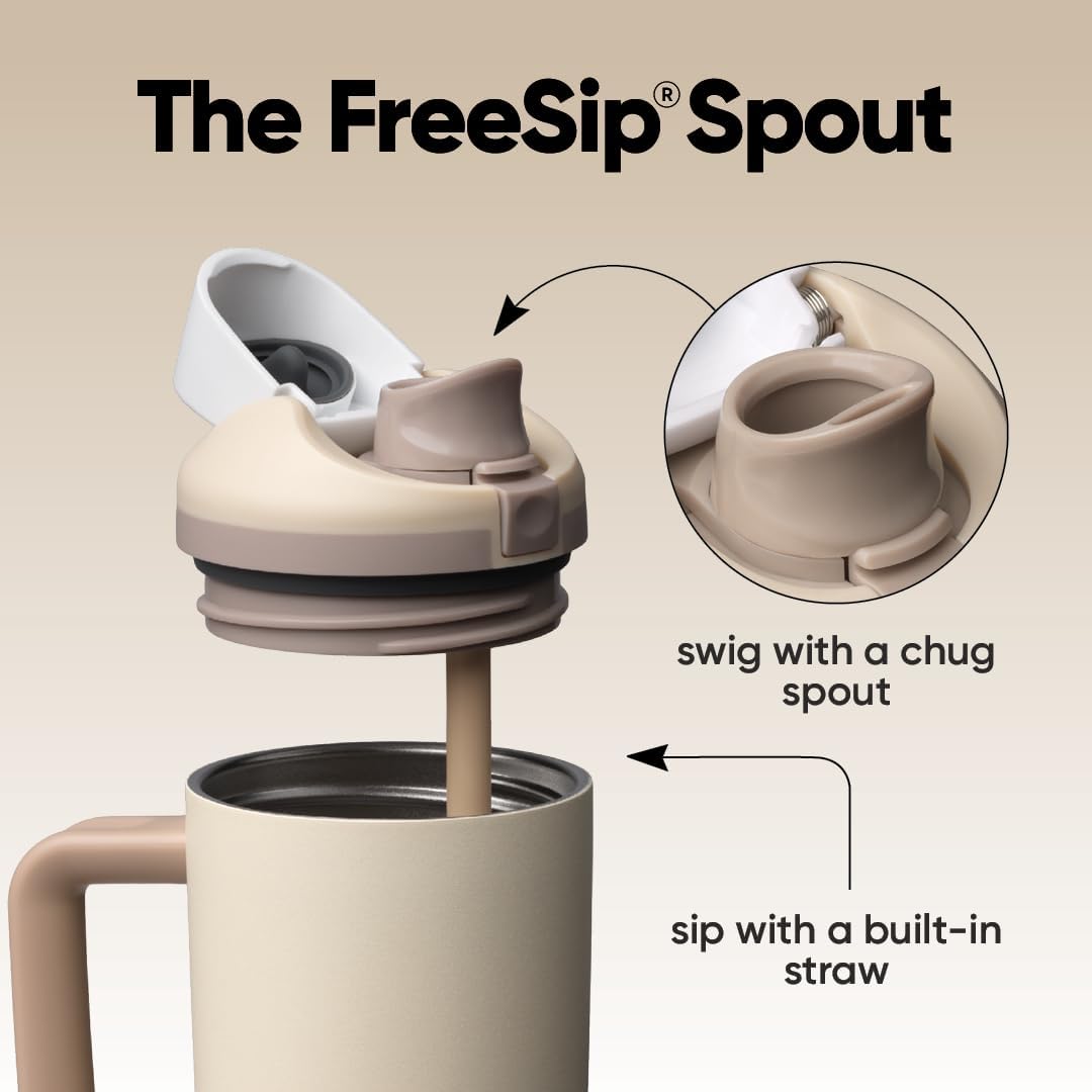 Owala FreeSip Tumbler - Stainless Steel - 40-oz. - Tan (Lightly Toasted)