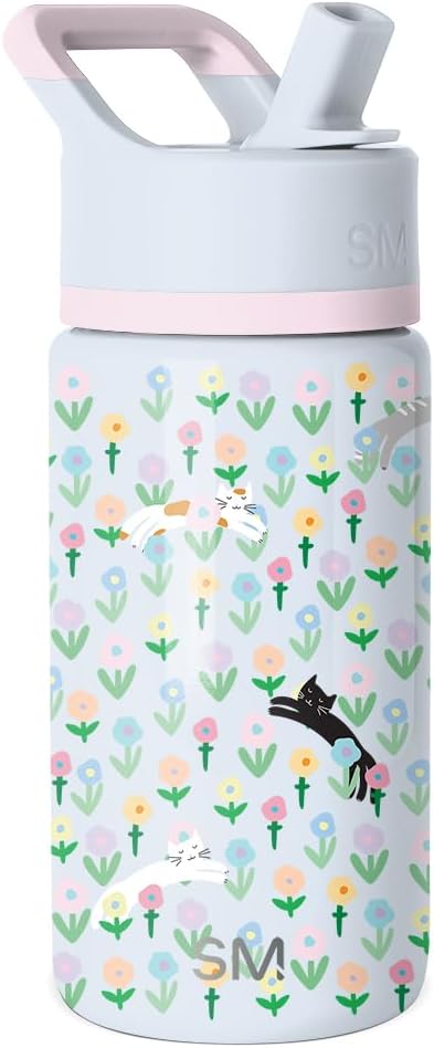 Simple Modern Kids Water Bottle with Straw Lid | 14oz Insulated Stainless Steel Kids Tumbler & Spill Proof Toddler Cup for School, Girls, Boys | Summit | Chloe Floral - Colors B