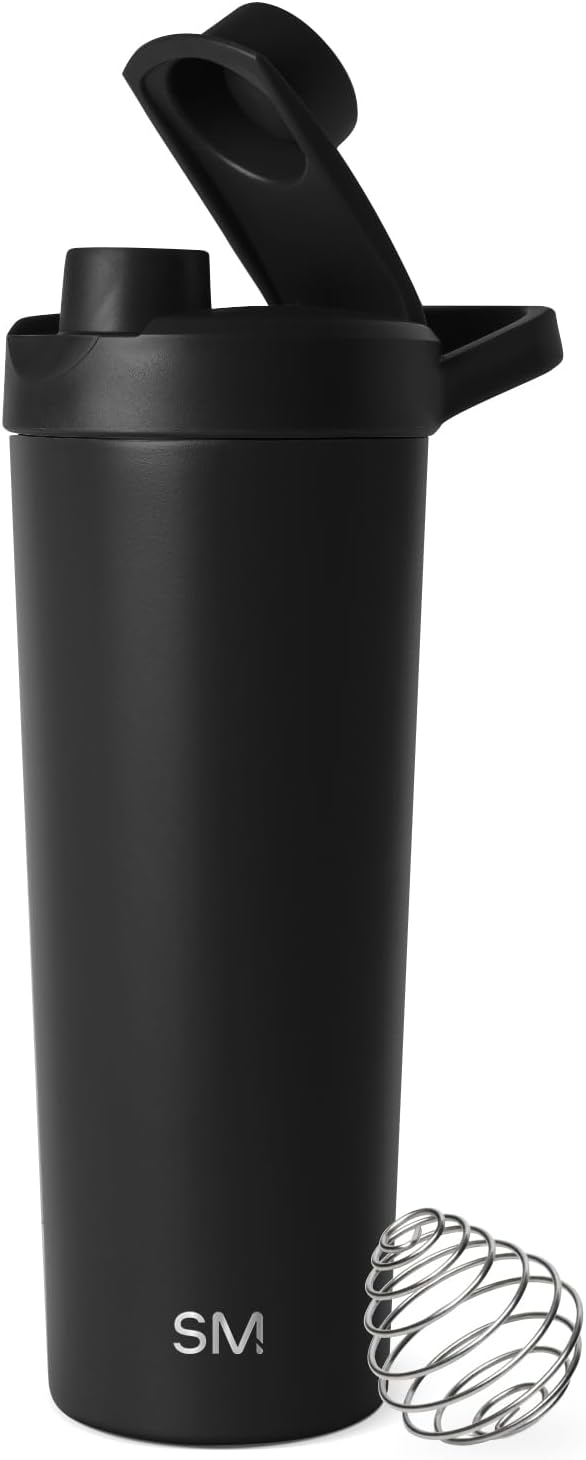 Simple Modern Stainless Steel Shaker Bottle with Ball 24oz | Metal Insulated Cup for Protein Mixes, Shakes and Pre Workout | Rally Collection | Almond Birch