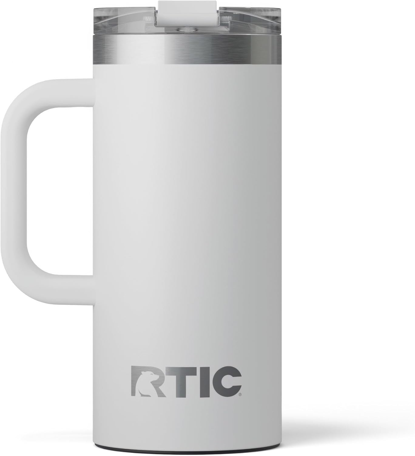 RTIC 20oz Road Trip Travel Mug with Lid and Handle, Ceramic Lined, Insulated, Stainless Steel, Metal, Double Wall Vacuum-Insulation, Portable Coffee, Tea Cup for Hot and Cold Drink, Black