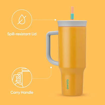 Owala Stainless Steel Triple Layer Insulated Travel Tumbler with Spill Resistant Lid and Straw, BPA Free, 24 oz, Grey/Blue (The Great Blue)
