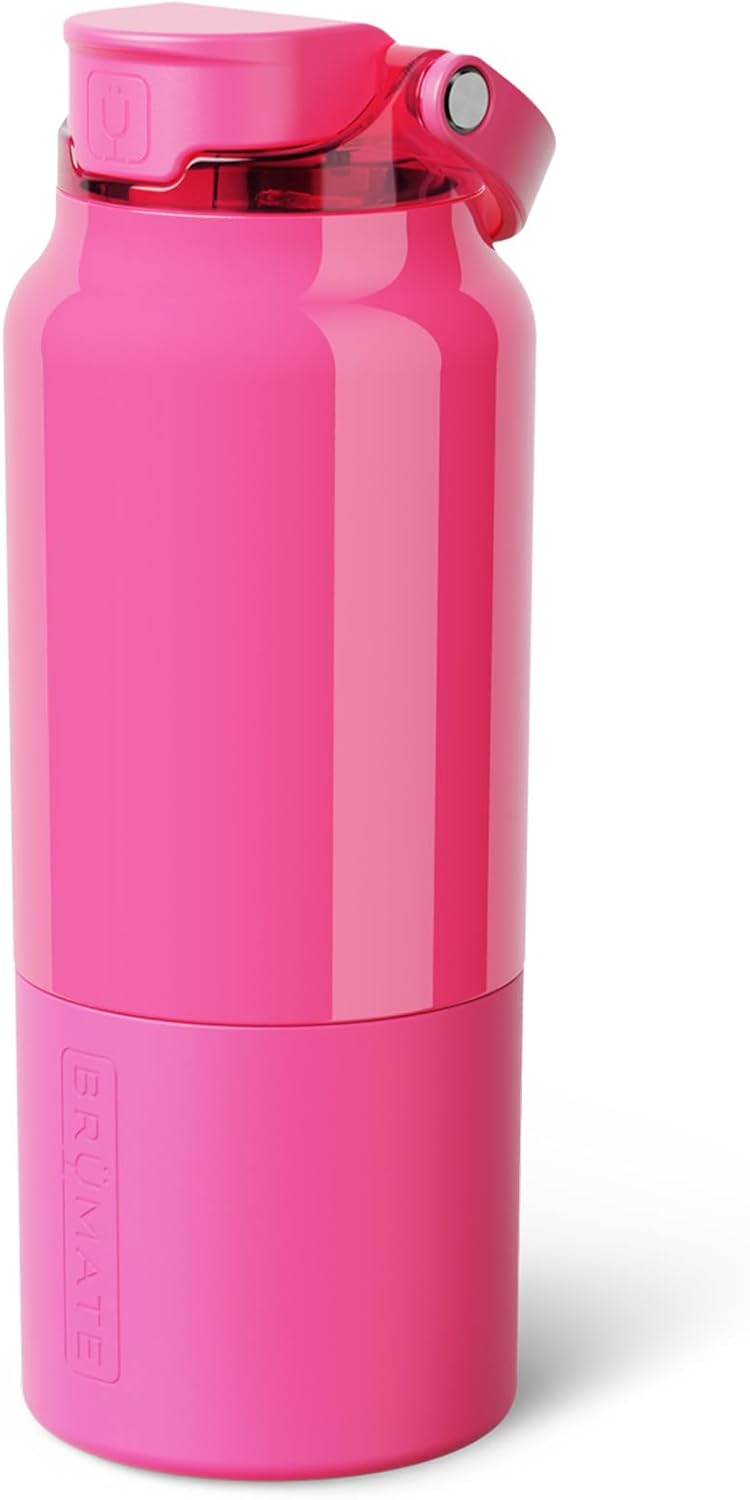 BrüMate Rise 25oz Water Bottle With 100% Leakproof Covered Silicone Straw | Insulated Stainless Steel Water Bottle | Cup-Holder Friendly | Fast Flow | Soft Sip Silicone Spout | BPA-Free (Rose Taupe)
