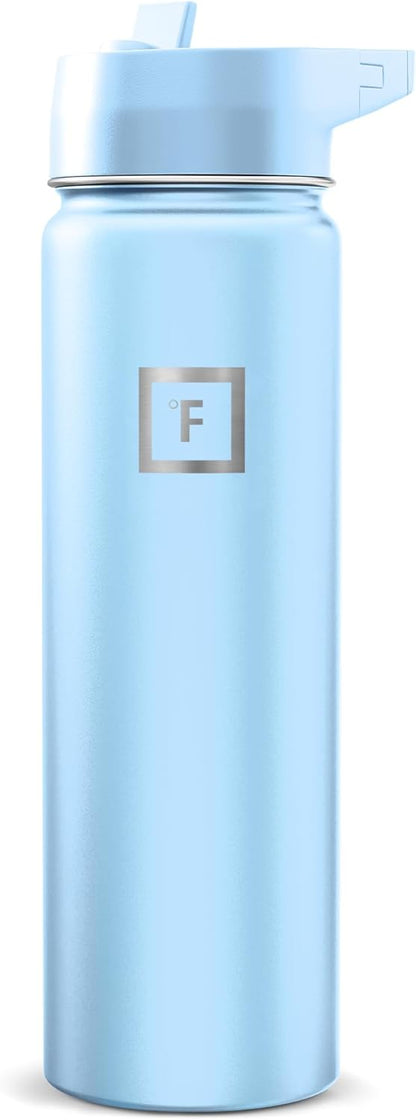 IRON °FLASK Camping & Hiking Hydration Flask with Straw, Wide Mouth Insulated Stainless Steel Sports Water Bottle - 22 oz Aurora