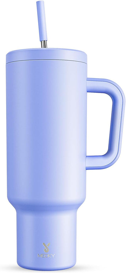 Meoky 40 oz Tumbler with Handle and Straw: Stainless Steel Insulated Tumbler with Lid and Straw - 100% Leak Proof Tumbler for Car Cup Holders - Travelers Commuters Workers, Donut