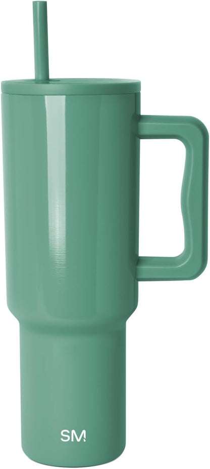 Simple Modern 40 oz Trek Tumbler with Handle and Straw Lid | Cup Holder Friendly Insulated Stainless Steel Travel Mug | Sea Glass Sage - Colors A
