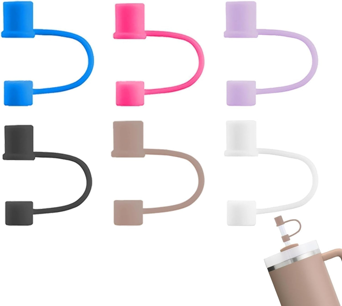 6|12 Pack 0.4in/10mm Straw Toppers, for Stanley Straw Covers Cap for Tumblers for Stanley 14|20|30|40|64 Oz Cup, Silicone Dust-Proof Caps（ Cup is Not Included）, 6 Pack
