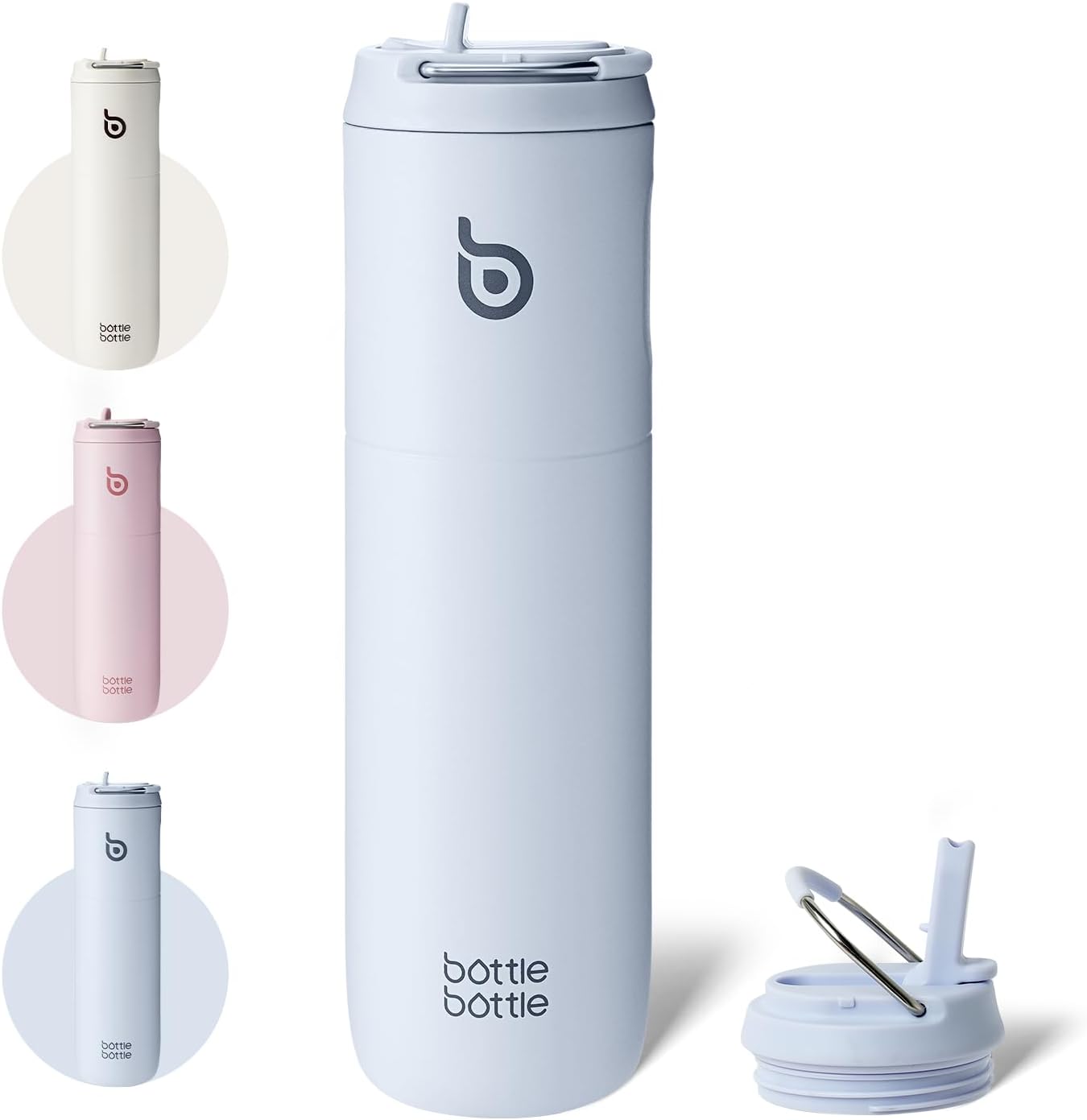 BOTTLE BOTTLE Insulated Water Bottle 24oz with Straw Lid and Handle for Sports Travel Gym Stainless Steel Water Bottles Double-Wall Vacuum Metal Leak Proof BPA-Free