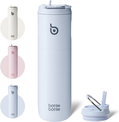 BOTTLE BOTTLE Insulated Water Bottle 24oz with Straw Lid and Handle for Sports Travel Gym Stainless Steel Water Bottles Double-Wall Vacuum Metal Leak Proof BPA-Free