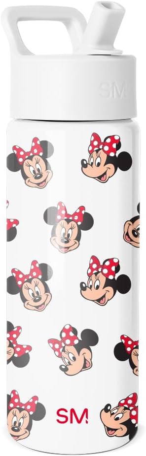 Simple Modern Disney Minnie Mouse Kids Water Bottle with Straw Lid | 14oz Insulated Stainless Steel Kids Tumbler & Spill Proof Toddler Cup for School, Girls, Boys | Summit | Minnie Mouse Fun - Colors A