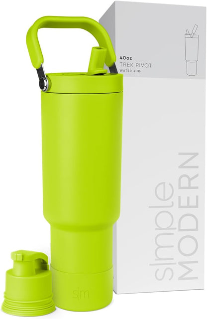 Simple Modern Trek Pivot | 40oz Flip Straw Tumbler with Handle | Water Bottle & Boot | Interchangeable Straw & Chug Lids | Insulated Stainless Steel Jug | Gym Sports Outdoors | Forest - Colors B
