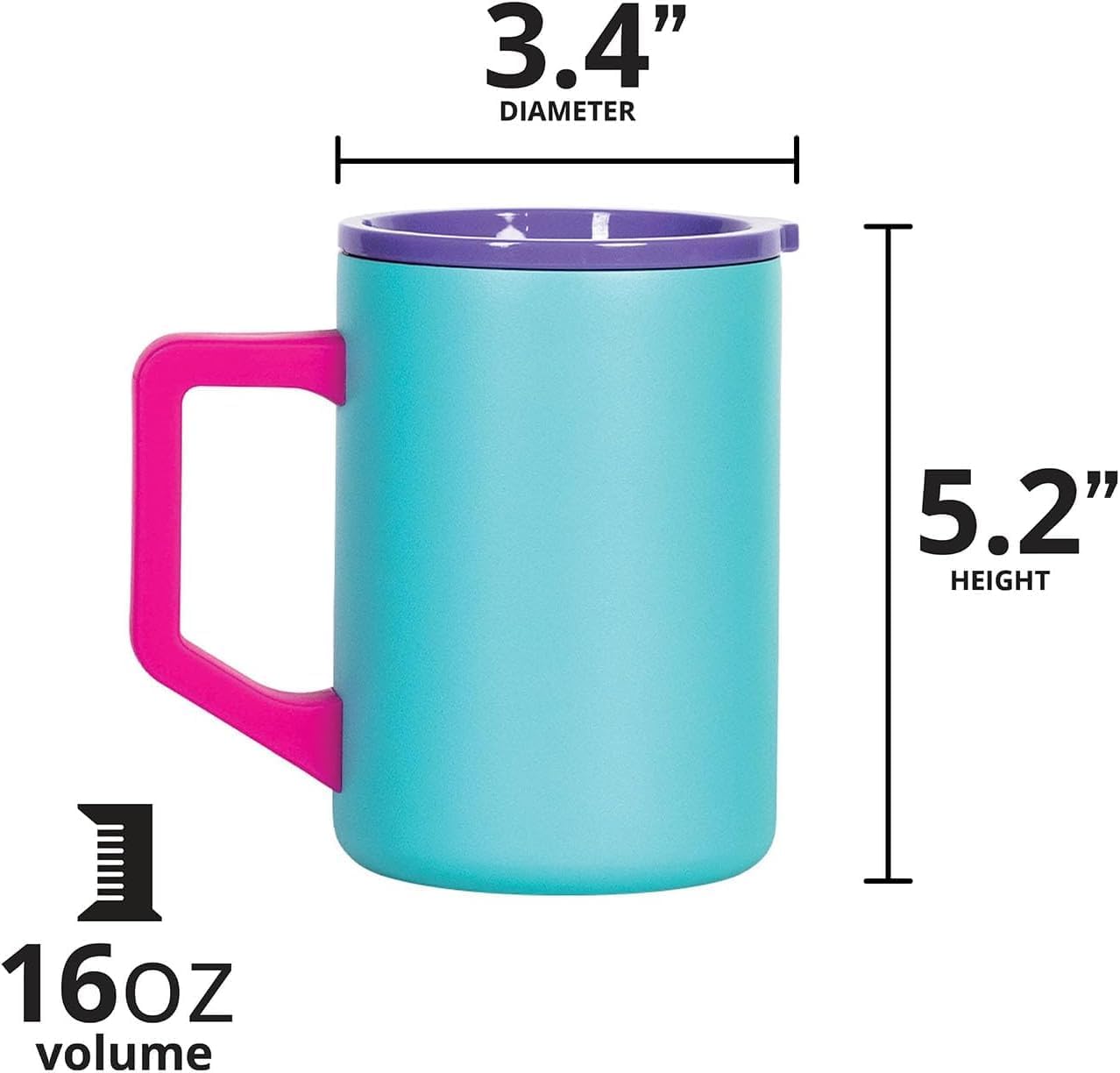 Elemental Insulated Coffee Mug - Triple-Wall Stainless Steel Summit Travel Cup for Hot and Cold Drinks - Thermal Coffee Mug with Lid and Handle for Camping, Office & Travel 16oz - Rainbow Speckle