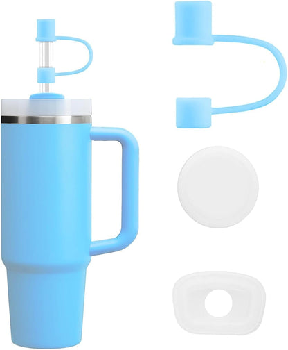MOLOSLEEVE 21 Colors Straw Toppers Include A Set of Leak-proof Plugs, for Stanley Straw Covers Cap for Stanley Cup 2.0 30oz, 40oz, Silicone, Dust-Proof （Clear）