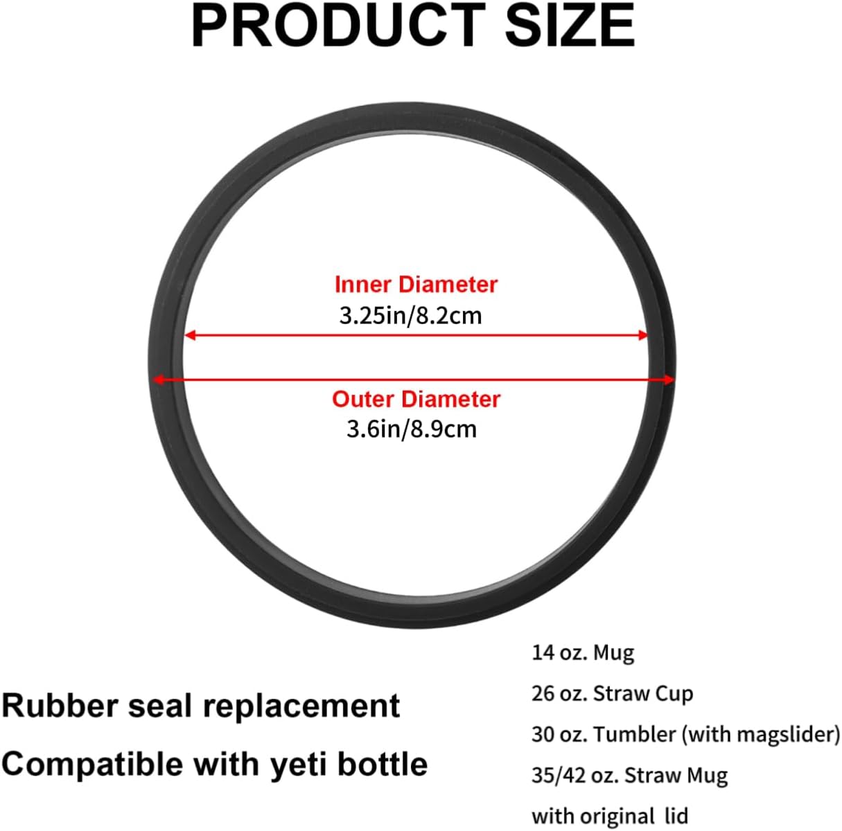 Joshey Rubber Seal Replacement Gaskets for Yeti Rambler 20 oz Tumbler - Leak-Proof Seal & O Ring Replacement Parts for Yeti 25 oz Straw Mug Lid, 6 Packs