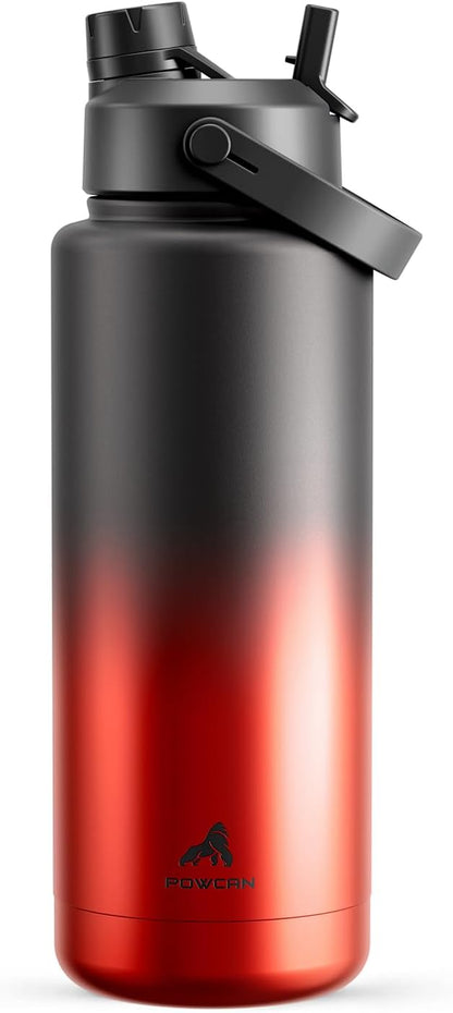 POWCAN 26 oz Insulated Water Bottle with 2-in-1 Straw and Spout Lid, Keep Cold 24H, Leak-Proof, Fits in Car Cup Holder, Stainless Steel Water Bottle for Sports, Travel, and School (Mint)