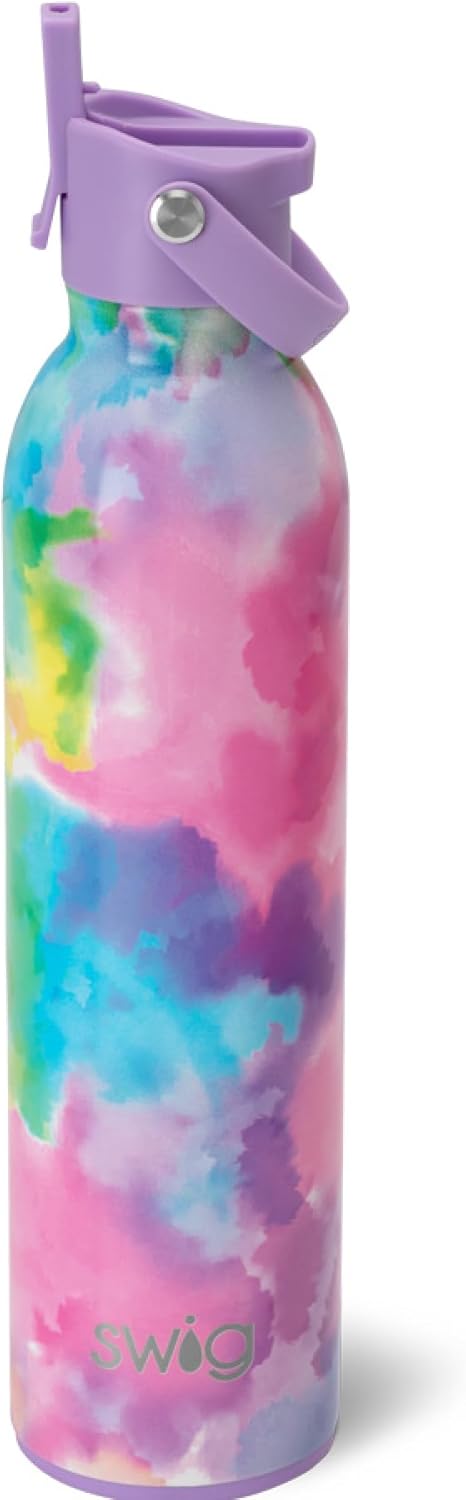 Swig Life 36oz Insulated Water Bottle, Travel Water Bottle with Straw and Lid, Cup Holder Friendly, Stainless Steel (Pickleball)