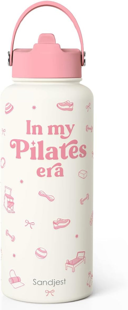 SANDJEST Pickleball Gift for Women, Water Bottle Stainless Steel 32oz with Lid & Straw, Sport Insulated Bottles Gifts for Girls Friends Teens Birthday Christmas