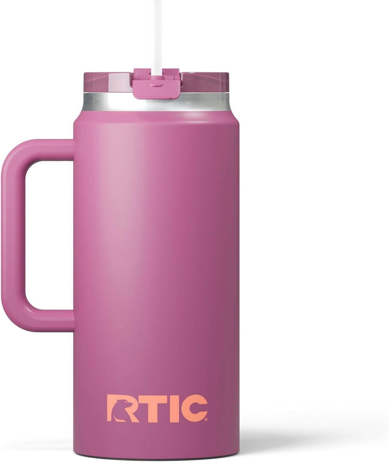 RTIC 64oz Road Trip Tumbler with Handle, Lid and Straw, Ceramic Lined, Insulated, Stainless Steel, Double Wall Vacuum-Insulation, Travel Cup, Cool Grey